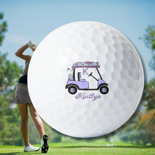 Mooier in lila aangepaste golfkar naam monogram golfballen