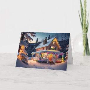 Mooier versierd kerstvakantiehuis kaart