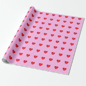 Mooipapier met hartjes in het rood cadeaupapier (Uitgerold)