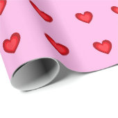 Mooipapier met hartjes in het rood cadeaupapier (Rol Hoek)