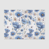 Mooipapier met lichtblauw bloemenmotief tissuepapier (Voorkant)