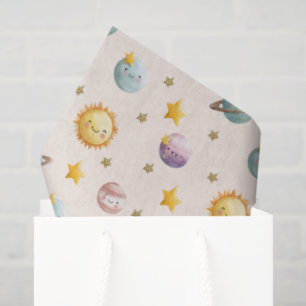 Mooipapier met planeten en sterren voor verpakking tissuepapier