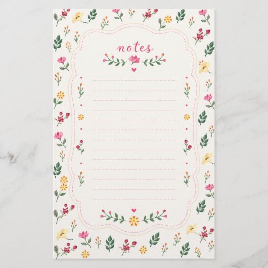 Mooipapier met wilde bloemen briefpapier (Voorkant)