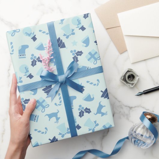Mooipapier voor Kerstmis in het blauw Cadeaupapier (Geschenken)