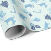 Mooipapier voor Kerstmis in het blauw Cadeaupapier (Rol Hoek)