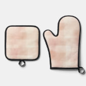 Mooiroze Perzik Roze Crème Geruit Ovenwant & Pannenlap Set (Voorkant)