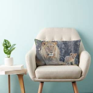 Mooiste Baby Dieren Leeuwen Vader & Welp Kussen