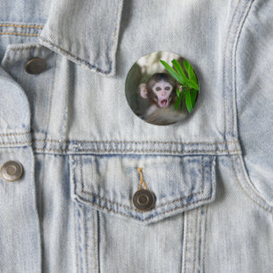 Mooiste baby dieren Verraste sneeuw aap Ronde Button 5,7 Cm