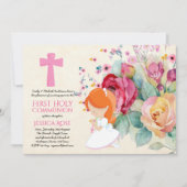 Mooiste Eerste Heilige Communie Uitnodigingen Bloe (Voorkant)