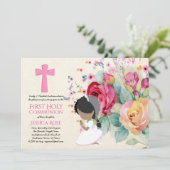 Mooiste Eerste Heilige Communie Uitnodigingen Bloe (Staand voorkant)