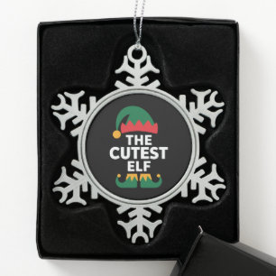 Mooiste Elf Overeenkomstige Familie Kerstmis Tin Sneeuwvlok Ornament