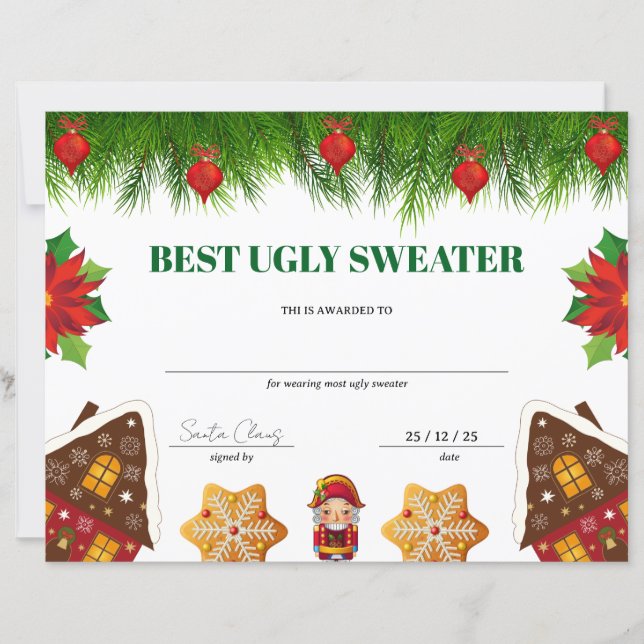 Mooiste Horrortrui Kerst Award Certificaat (Voorkant)