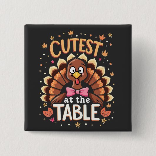 Mooiste kalkoen aan tafel Funny Thanksgiving  Vierkante Button 5,1 Cm (Voorkant)