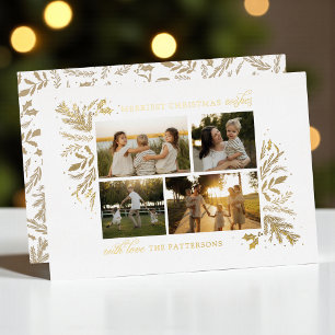 Mooiste kerstwensen Goud Folie 4 foto Feestdagenkaart