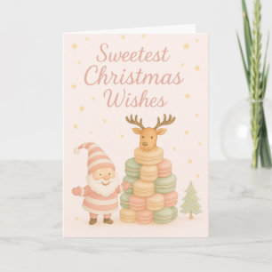 Mooiste kerstwensen  Kerstman & Macarons Feestdagen Kaart