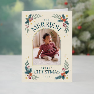 Mooiste Kleine Kerst Botanische Rand Foto Folie Feestdagenkaart
