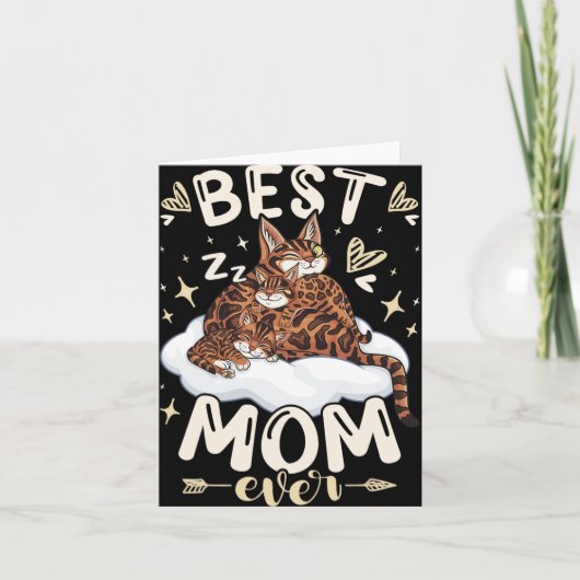 Mooiste Moeder, Bengaalse Kat 2 Kittens, Moederdag Kaart (Voorkant)