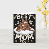 Mooiste Moeder, Bengaalse Kat 2 Kittens, Moederdag Kaart (Gele Bloem)