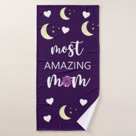 Mooiste Moeder Hartjes en Maan Moeder Cadeau Badhanddoek