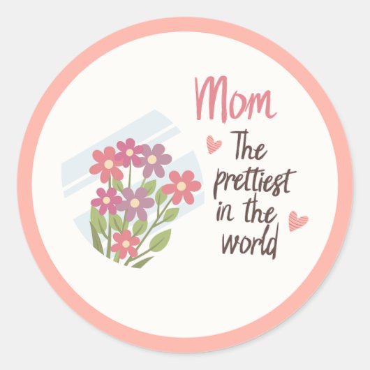 Mooiste Moeder Sticker – Bloemig Moederdag Cadeau (Voorkant)