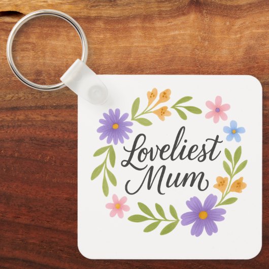 Mooiste Mum Floral Sleutelhanger (Voorkant)