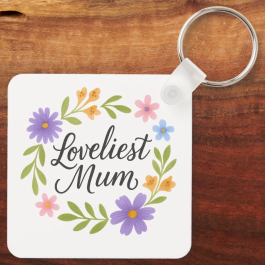Mooiste Mum Floral Sleutelhanger (Achterkant)