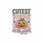 Mooiste Pompoen In De Patch Halloween Shirt Ontwer Sticker (Voorkant)