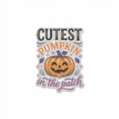 Mooiste Pompoen In De Patch Halloween Shirt Ontwer Sticker (Voorkant)