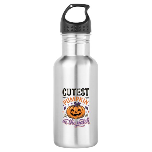 Mooiste Pompoen In De Patch Halloween Shirt Ontwer Waterfles (Voorkant)