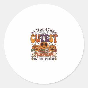 Mooiste Pompoenen Halloween Leraar Bril Boeken_1 Ronde Sticker