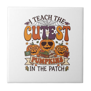 Mooiste Pompoenen Halloween Leraar Bril Boeken_1 Tegeltje