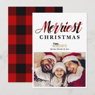 Mooiste Rode Geruite Kerst Feest Fotokaart Kaart