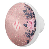 Mooiste ROZE GOUD Blauwe Roze Bloem MOTOGRAAF Keramische Knop (Rechts)