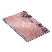 Mooiste ROZE GOUD Roze Blauwe Bloem MONOGRAMME Notitieboek (Rechterzijde)
