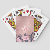 Mooiste ROZE GOUD Roze Blauwe Bloem MOTOGRAAF Pokerkaarten (Achterkant)