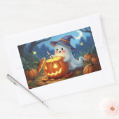 Mooiste spook Halloween rechthoekige stickers (Envelop)
