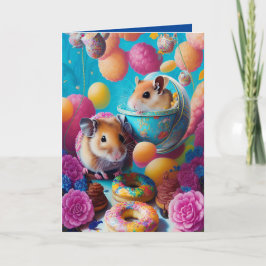 Mooiste Syrische Hamster Thee Feestje met Donuts A Kaart