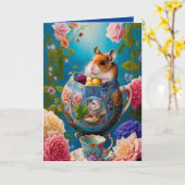 Mooiste Syrische Hamster Theepartij met Donuts ANY Kaart (Gele Bloem)