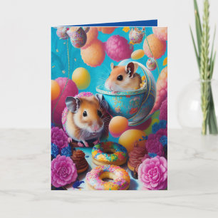 Mooiste Syrische Hamster Theepartij met Donuts ANY Kaart