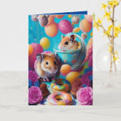 Mooiste Syrische Hamster Theepartij met Donuts ANY Kaart (Gele Bloem)