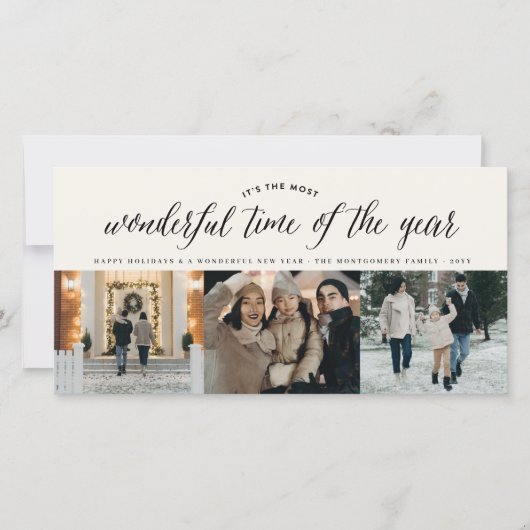 Mooiste Tijd Van Het Jaar Eenvoudig 3 Foto Feestdagenkaart (Voorkant)