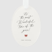 Mooiste tijd van het jaar Kerstscript Ornament (voorkant)