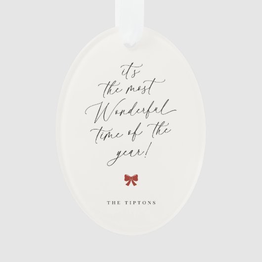 Mooiste tijd van het jaar Kerstscript Ornament (voorkant)