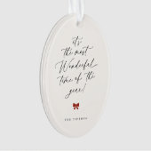 Mooiste tijd van het jaar Kerstscript Ornament (voorkant)