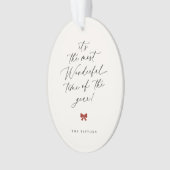 Mooiste tijd van het jaar Kerstscript Ornament (voorkant)