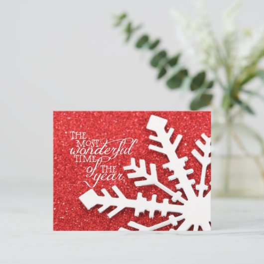 Mooiste tijd van het jaar Rode Kerst Feestdagenkaart (Staand voorkant)
