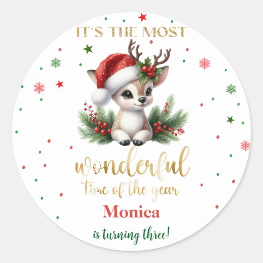 Mooiste tijd voor de verjaardag van Kerstmis Ronde Sticker (Voorkant)