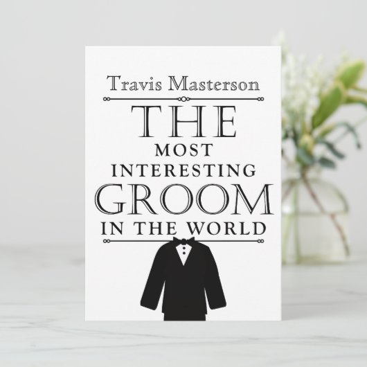 Mooiste uitnodiging voor vrijgezellenfeest bruideg (Staand voorkant)