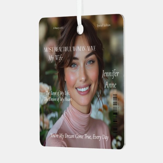 Mooiste vrouw levend metalen ornament (Voorkant links)