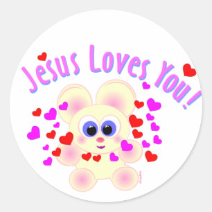 Mooky: Jezus houdt van je! Ronde Sticker